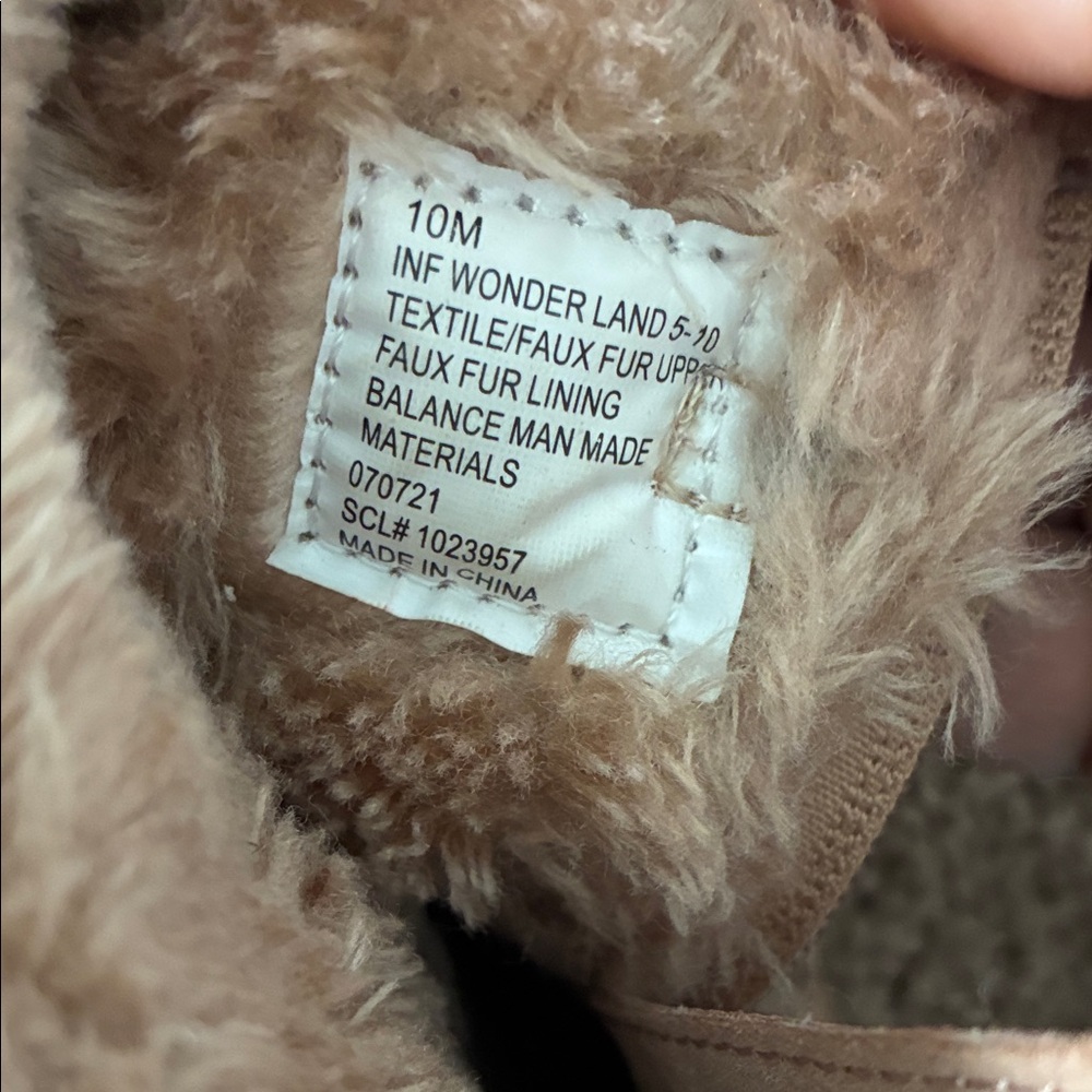 Cozy Tan Kids Boots with Pom Poms - Picture 10 of 11